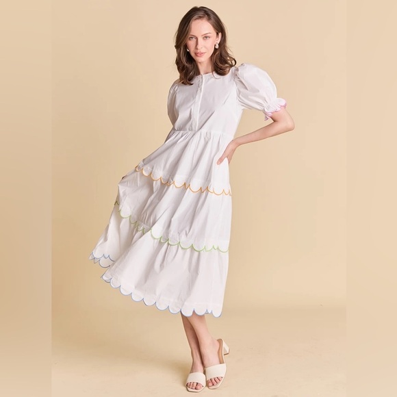 English Factory Dresses & Skirts - English Factory Scalloped Midi Dress